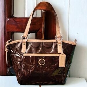 Coach Brown Patent Leather Mini Tote Bag